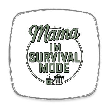 Mom in Survival Mode | Coffee & Laundry - Square fridge magnet - white - Front
