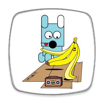 Bananen-Boogie-Welpe - Viereckiger Kühlschrankmagnet - Weiß - Vorne