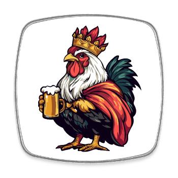 Rooster Beer King - Square fridge magnet - white - Front