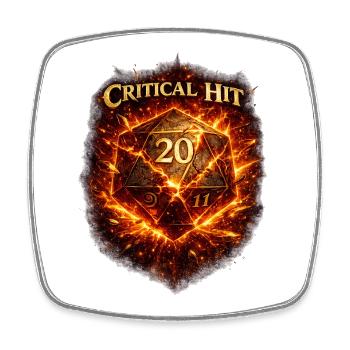 Critical Hit T-shirt – Dice 20 Role Play - Square fridge magnet - white - Front