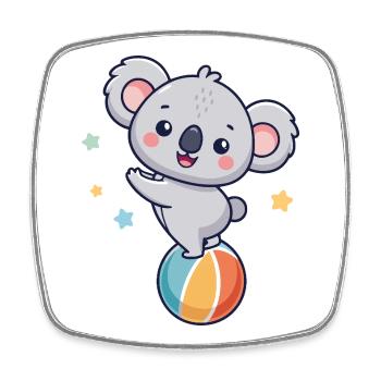 Koala-Jongleur auf bunter Ballon - Viereckiger Kühlschrankmagnet - Weiß - Vorne