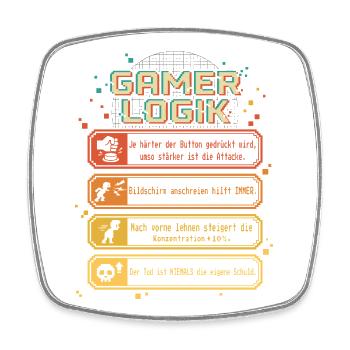 Gamer Logic Funny Gaming Design Retro Pixel - Square fridge magnet - white - Front