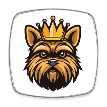 Couronne de chien Yorkshire Terrier - Magnet carré - blanc - Devant