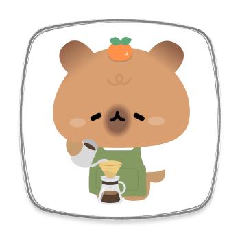 Capybara Barista Brew - Square fridge magnet - white - Front