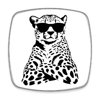 Motif des lunettes de soleil léopard Chef en noir et blanc - Magnet carré - blanc - Devant