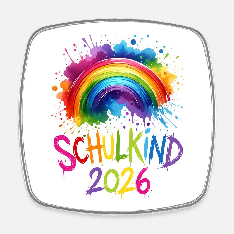 Schulkind 2026 Regenbogen - Viereckiger Kühlschrankmagnet - Weiß