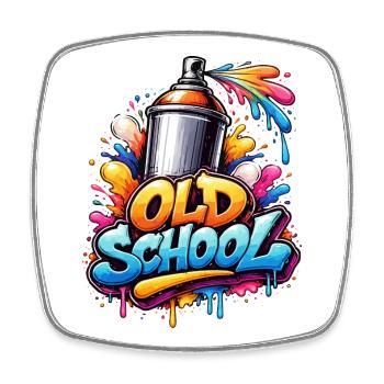 Old School Graffiti Spray Burst - Square fridge magnet - white - Front