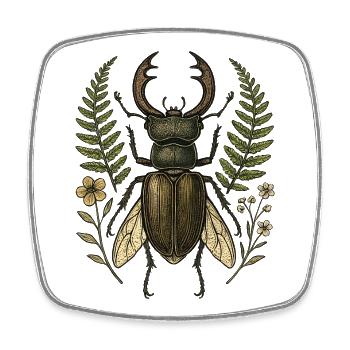 Feuillage du cerf Scarabée - Magnet carré - blanc - Devant