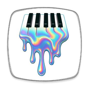 Liquid Piano: Musikalische Fusion - Viereckiger Kühlschrankmagnet - Weiß - Vorne