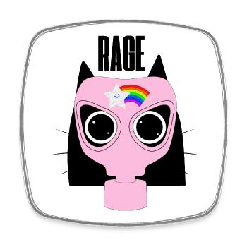 Rage Kitty Cat Protest - Viereckiger Kühlschrankmagnet - Weiß - Vorne