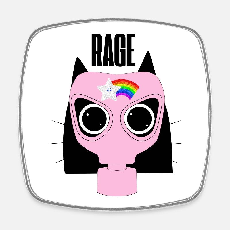 Rage Kitty Cat Protest - Viereckiger Kühlschrankmagnet - Weiß