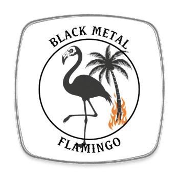 Black Metal Flamingo – Brennende Palme & Stacheldr - Magnet carré - blanc - Devant