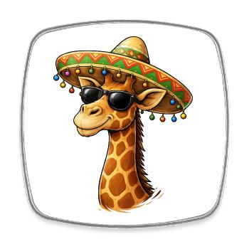 Giraffe im Sombrero und Sonnenbrille - Viereckiger Kühlschrankmagnet - Weiß - Vorne