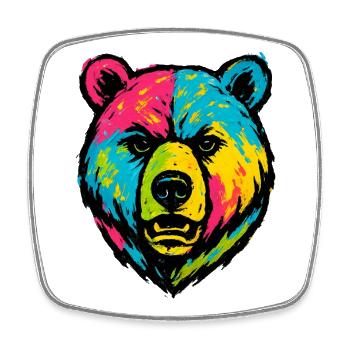 Bear Badly Licked Pop Art - Square fridge magnet - white - Front