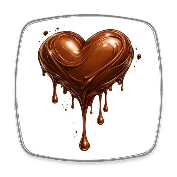 Illustration de cœur en chocolat avec des gouttes - Magnet carré - blanc - Devant