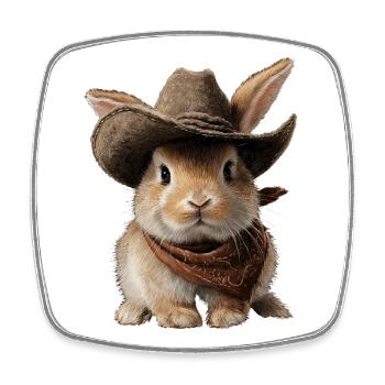 Bunny Rabbit Cowboy Hat Western Country - Square fridge magnet - white - Front