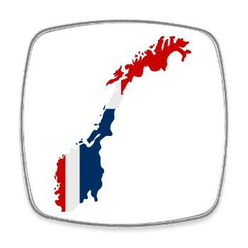 Carte de la Norvège avec drapeau - Magnet carré - blanc - Devant