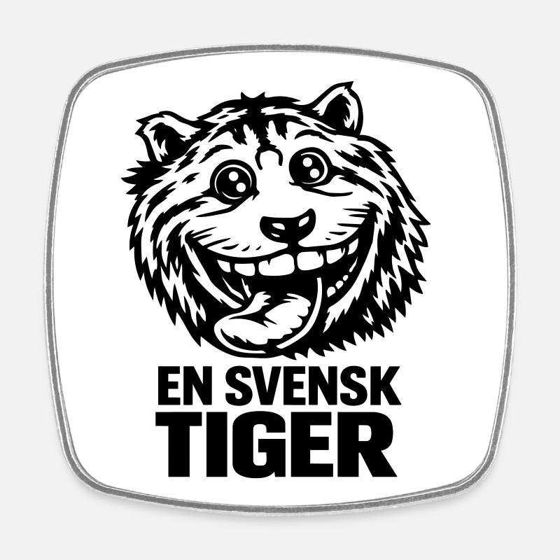 A Swedish tiger - Square fridge magnet - white