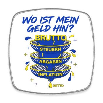 Wo Ist Mein Geld Hin Brutto Netto Filter - Viereckiger Kühlschrankmagnet - Weiß - Vorne