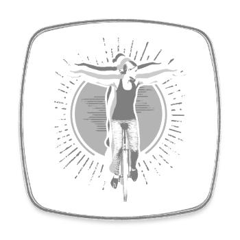 Unicycle | Style libre monocycle - Magnet carré - blanc - Devant