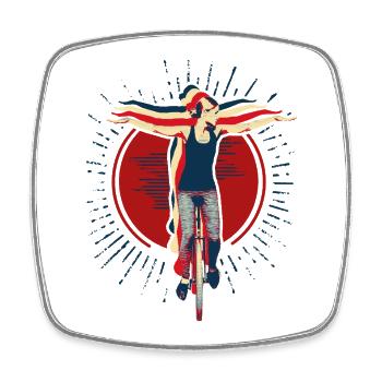 Unicycle | Style libre monocycle - Magnet carré - blanc - Devant