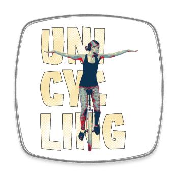 Unicycle | Style libre monocycle - Magnet carré - blanc - Devant
