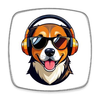 Dog with Headphones Beat Dog Cool Aussie Motif - Square fridge magnet - white - Front