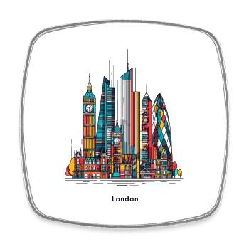London's colourful skyline - Square fridge magnet - white - Front