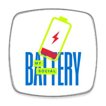 Leuchtende Social Battery - Viereckiger Kühlschrankmagnet - Weiß - Vorne