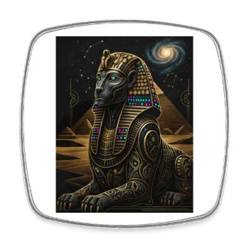 Kosmischer Anubis Sphinx in Gold - Viereckiger Kühlschrankmagnet - Weiß - Vorne