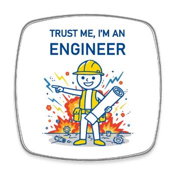 Vertrau mir, ich bin Ingenieur – für den Hintergrund. - Viereckiger Kühlschrankmagnet - Weiß - Vorne