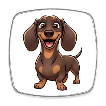 Süßer Dackel Cartoon Hund Lachen Freude - Viereckiger Kühlschrankmagnet - Weiß - Vorne