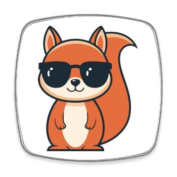 Schicke Eichhörnchen-Schwarze Brille - Viereckiger Kühlschrankmagnet - Weiß - Vorne