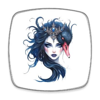 Blue Queen with Swan - Square fridge magnet - white - Front