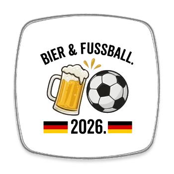 Bier & Fussball 2026: Fan-Design Deutschland - Viereckiger Kühlschrankmagnet - Weiß - Vorne