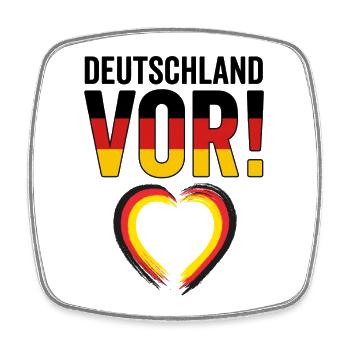 Fußball-Liebe 2026: Herz für Deutschland - Viereckiger Kühlschrankmagnet - Weiß - Vorne