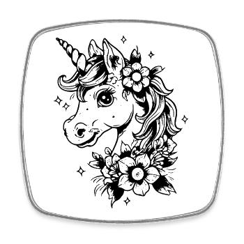 Licorne aux fleurs - Magnet carré - blanc - Devant