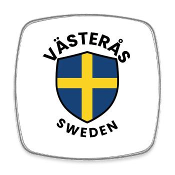 Schwedisches Flaggen-Schildemblem - Viereckiger Kühlschrankmagnet - Weiß - Vorne
