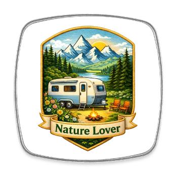 Camping in den Bergen Illustration - Viereckiger Kühlschrankmagnet - Weiß - Vorne