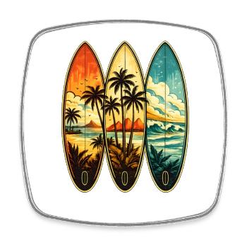 Tropisches Surf-Triptychon - Viereckiger Kühlschrankmagnet - Weiß - Vorne