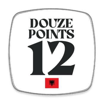 Doze Points 12 Eurovision Song Contest der albanischen Flagge - Viereckiger Kühlschrankmagnet - Weiß - Vorne