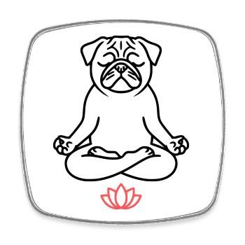 Mops Yoga Meditation Outline - Viereckiger Kühlschrankmagnet - Weiß - Vorne