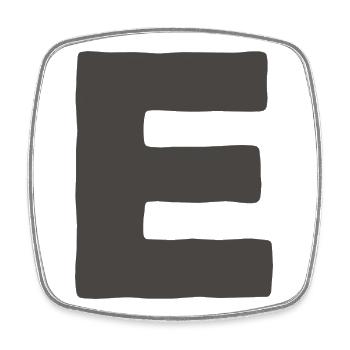 Minimal Letter E Bold Monogram Typography - Square fridge magnet - white - Front