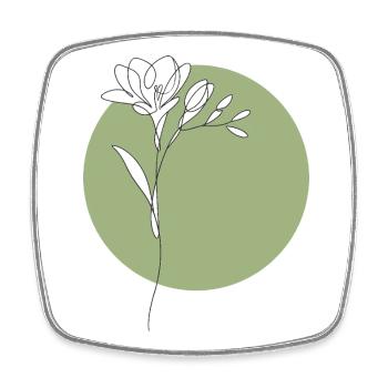 Freesie Line Art Blumen Illustration   - Viereckiger Kühlschrankmagnet - Weiß - Vorne