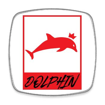 Dolphin King Crown Ocean Animal Graphic - Square fridge magnet - white - Front