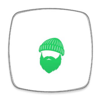 Beanie Bart Design – Maritimer Streetstyle - Viereckiger Kühlschrankmagnet - Weiß - Vorne