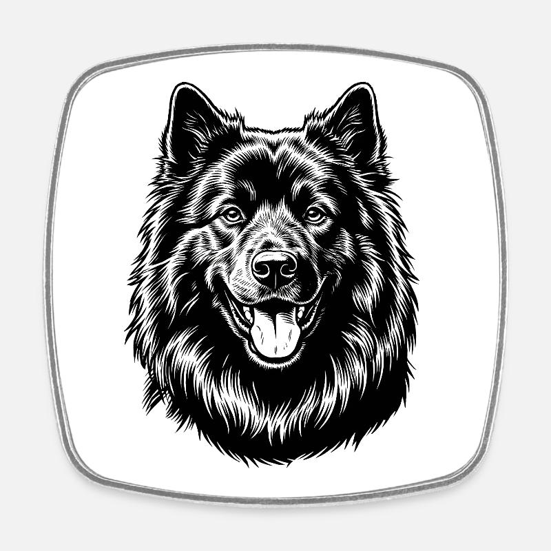 Eurasier | Schwarz - Viereckiger Kühlschrankmagnet - Weiß