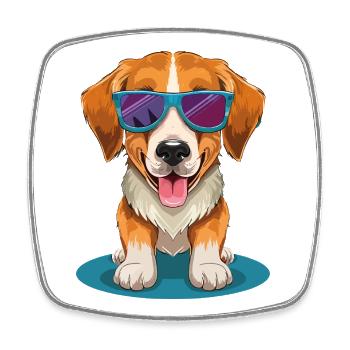 Beagle with sunglasses - Square fridge magnet - white - Front