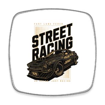 Straßenrennwagen-Print - Viereckiger Kühlschrankmagnet - Weiß - Vorne