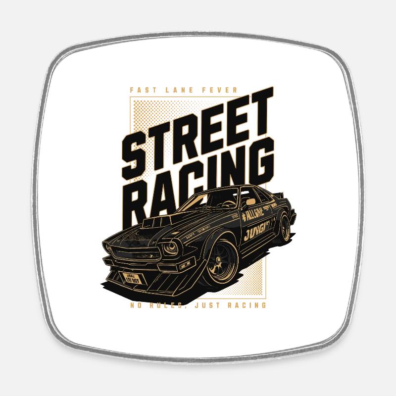 Empreinte de voiture de course urbaine - Magnet carré - blanc